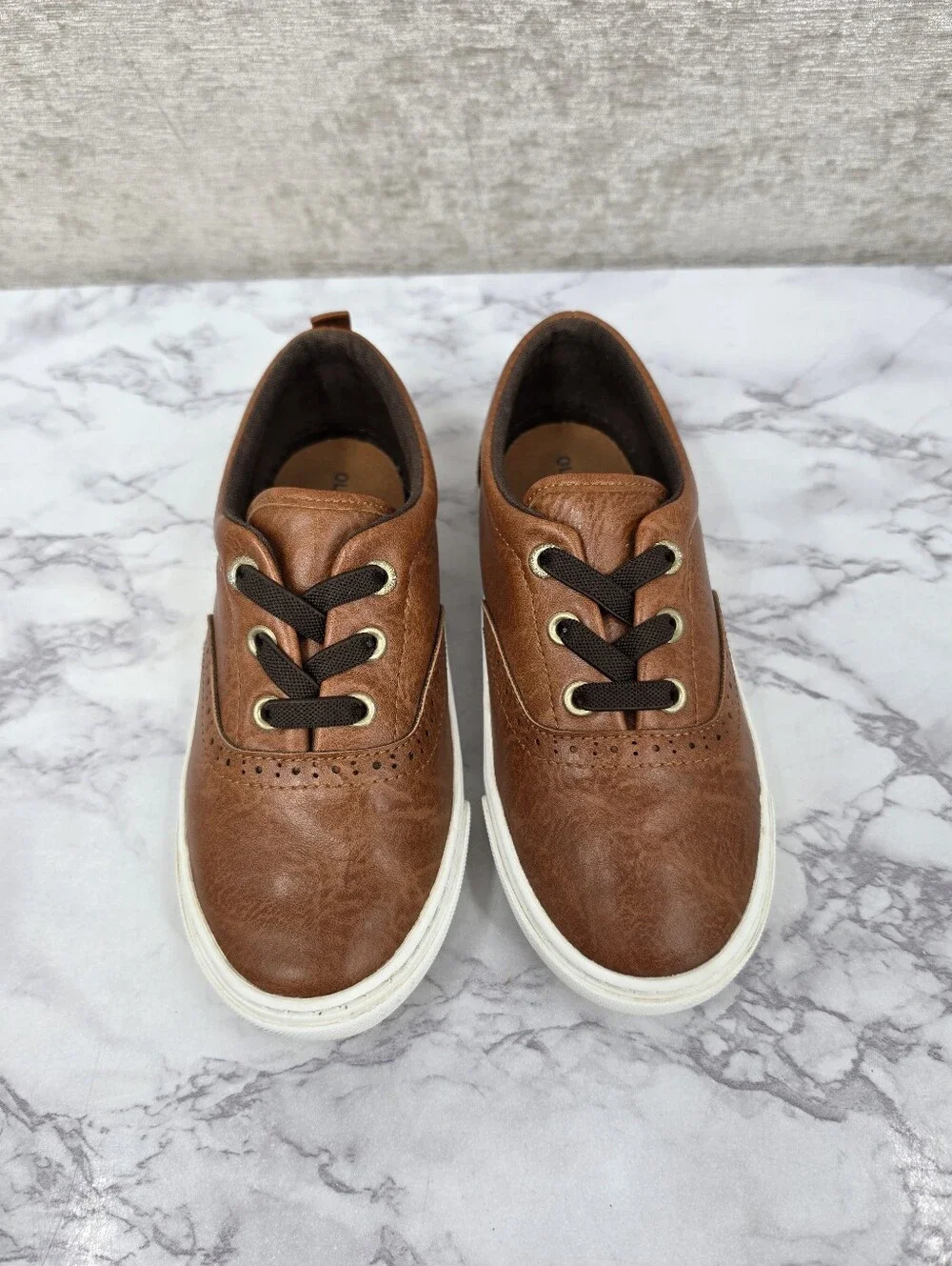 Old Navy Dressy Cognac Brown Brogues Sneakers Tennis Shoes Boys Toddler Size 11